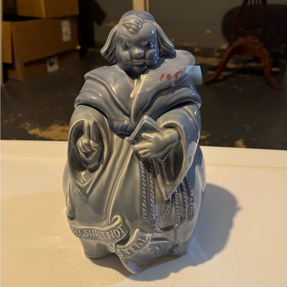Ceramic Monk Cookie Jar - Gray